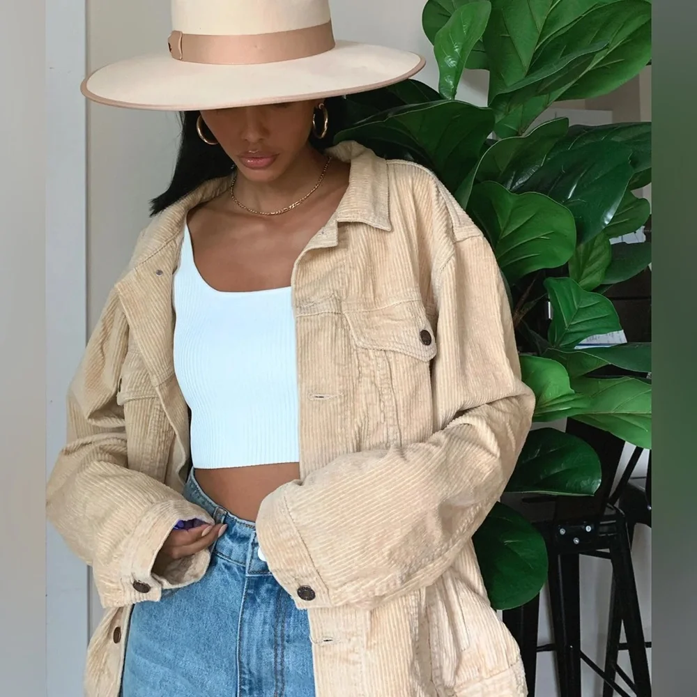 princess polly beige western corduroy button up jacket